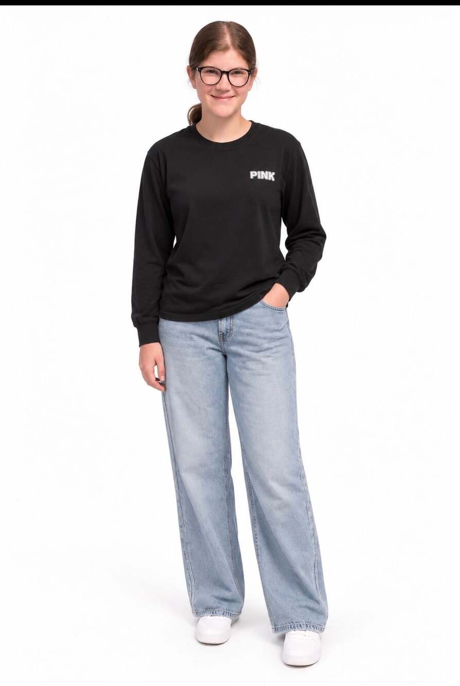 PINK Victoria's Secret Campus Long-Sleeve Tee Black Palm Tree Love Pink Eighty S